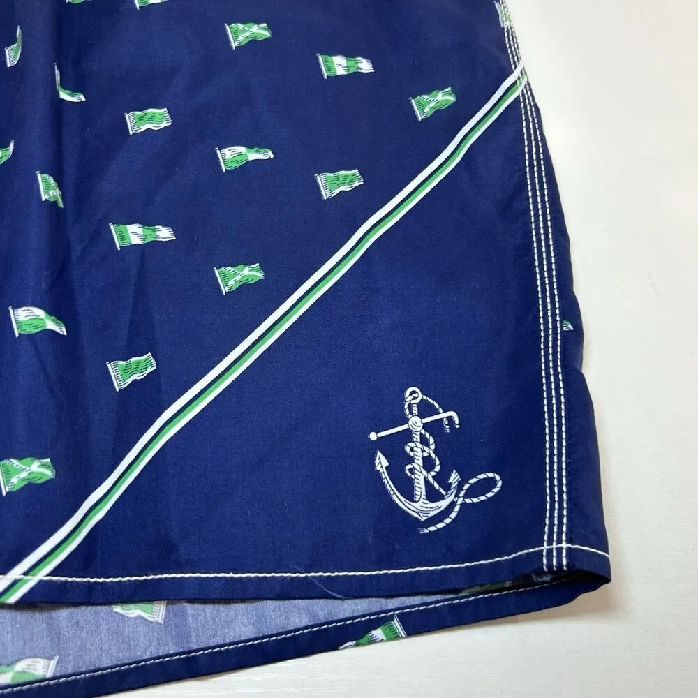 Polo Ralph Lauren Mens Size 36 Nautical Print Blue Green Swim Trunks BoardShorts